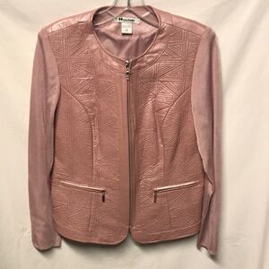 Nygard Collection Dusty Pink Leather and Knit Full Front Zip Jacket Size S (6-8)